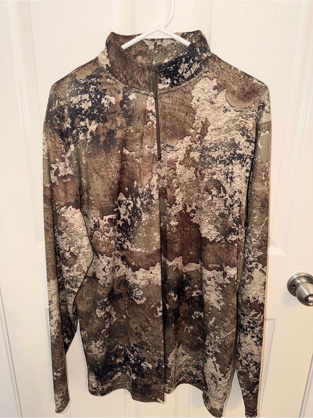 Cabela’s Camo Quarter-Zip Pullover - Brown Green Stone Print Men’s Size XL